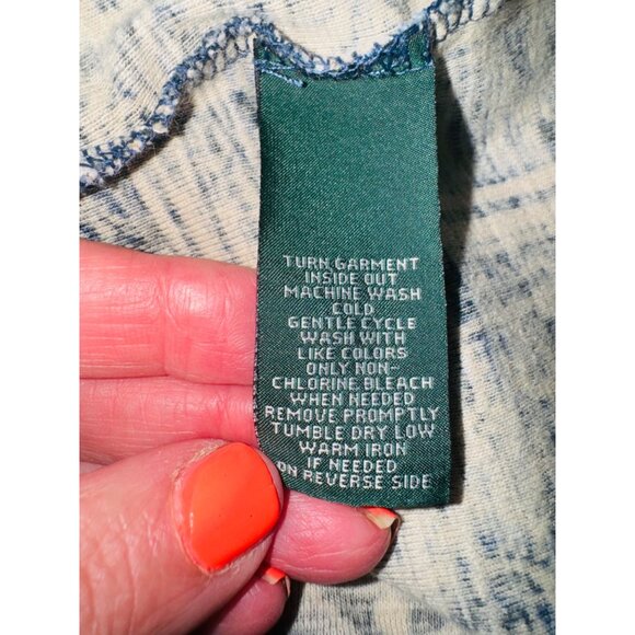 Ralph Lauren LRL Blue Patchwork Print Button-Front Henley Top M 100% Cotton - Picture 8 of 11